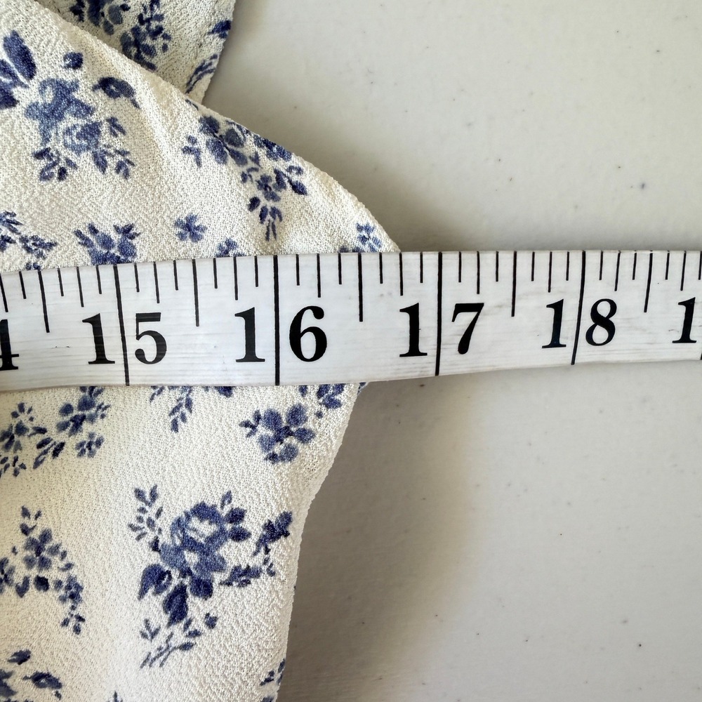 NWOT Reformation Paris Mini Dress White Blue Floral Ruffle Cottagecore 12‎ L - Picture 8 of 10